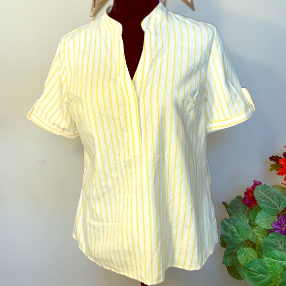 Kut from the Kloth Yellow Striped Linen Top - Picture 1 of 7